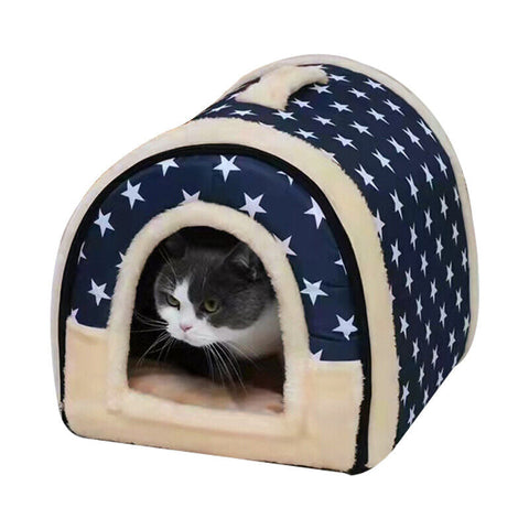 2 In 1 Convertible Pet Bed Warm Comfortable Igloo-Shaped Cave