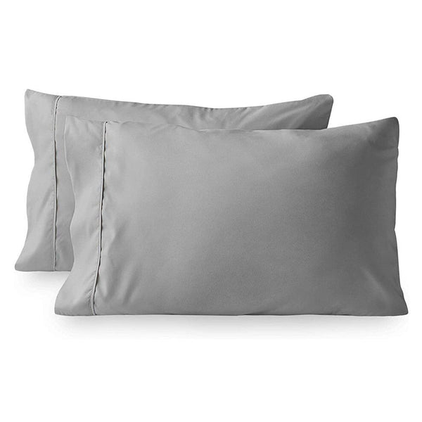 King/Queen Size Set Of 2 Envelope Enclosure Solid Color Microfiber Pillowcases