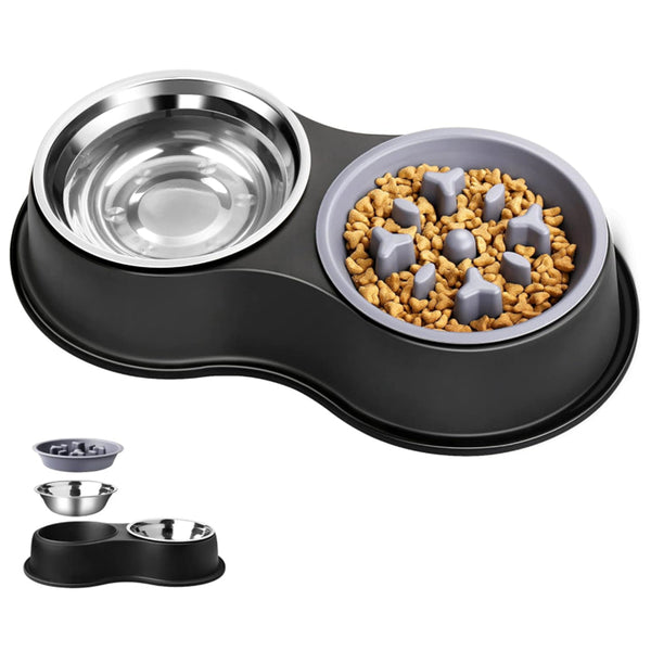 Petswol Dog Water And Food Bowls With Slow Feeder