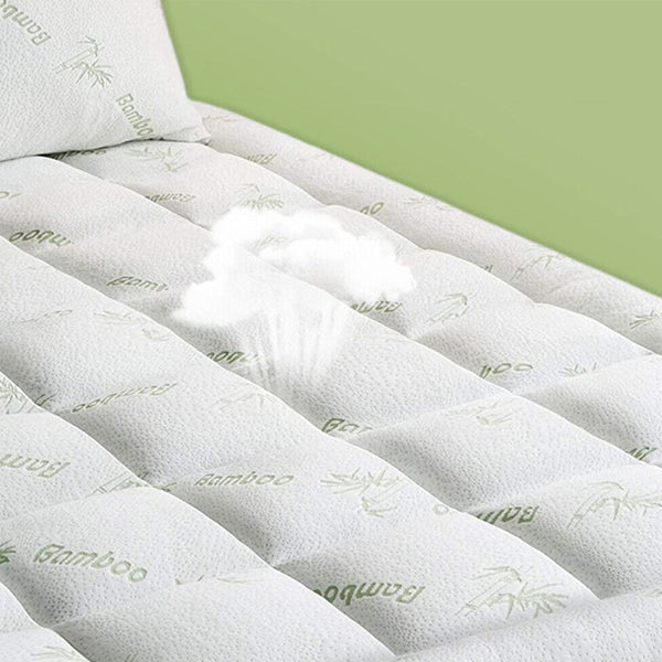 Thick And Breathable Natural Bamboo Mattress Topper Soft Quilted Bed Protector
