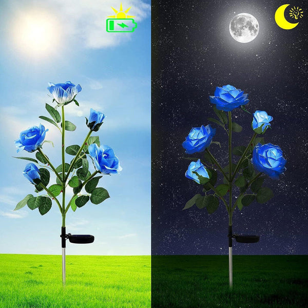 75Cm Long Stemmed Garden Rose Decorative Outdoor Flower Light- Solar Powered