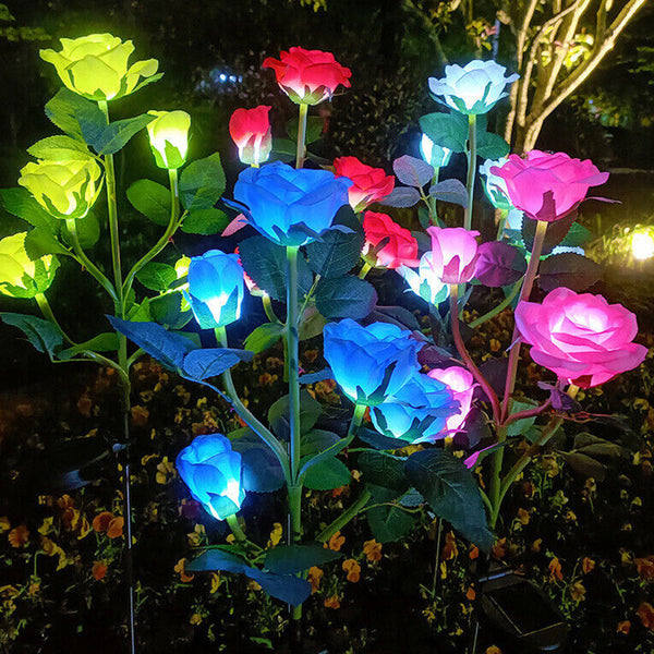 75Cm Long Stemmed Garden Rose Decorative Outdoor Flower Light- Solar Powered