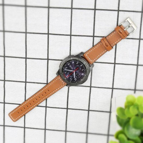 22Mm Genuine Leather Strap Watch Band For Samsung Gear S3 Frontier / Classic Brown