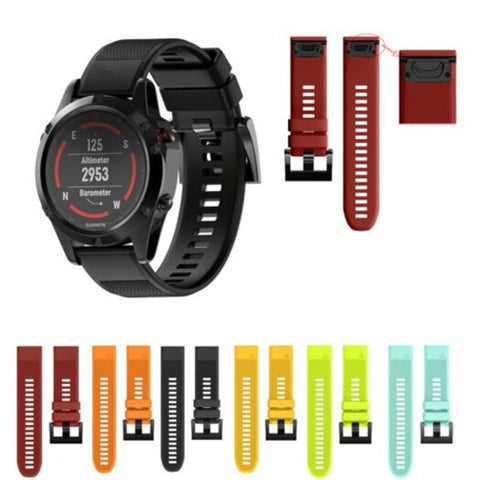 22Mm Quick Release Sport Silicone Watch Band Strap Tool For Garmin Fenix 5 Red