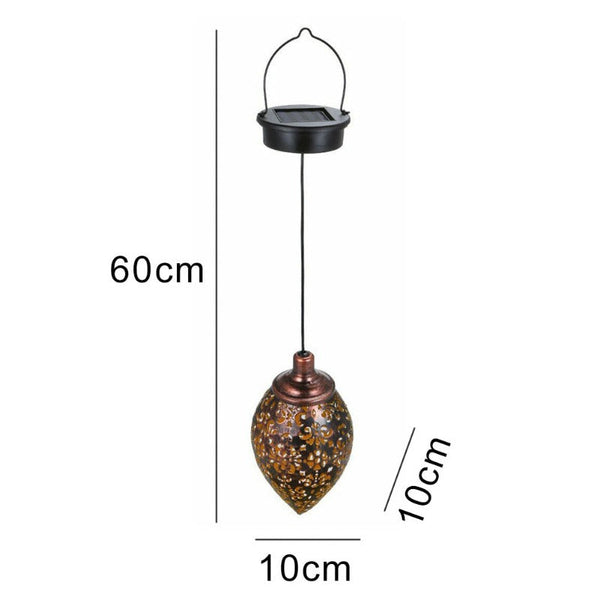 Led Hanging Solar Lights Lantern Metal Lamp Outdoor Waterproof Garden Decoration