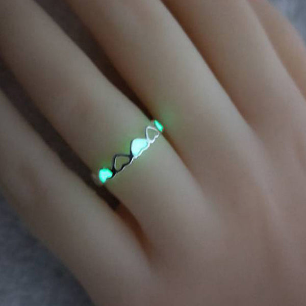 Luminous Heart Ring Glow-In-The-Dark Adjustable Love Rings