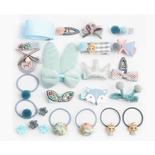 24Pcs Children's Hair Ornament Girl's Butterfly Tie Cartoon Clip Headdress Set A