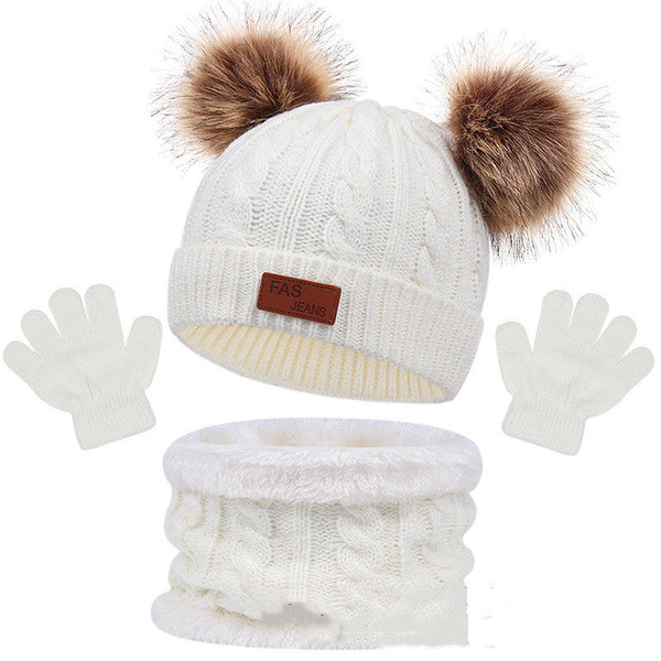 Children's Hat Scarf Gloves Three-Piece Set