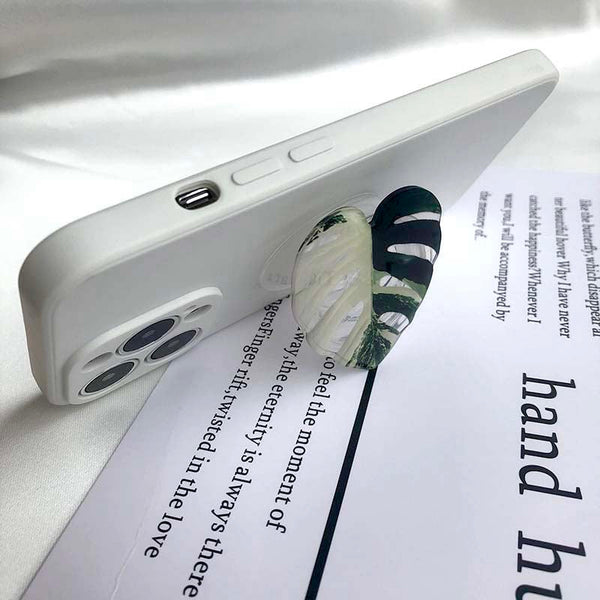 Cute Green Leaves Smart Phone Holder Finger Stand