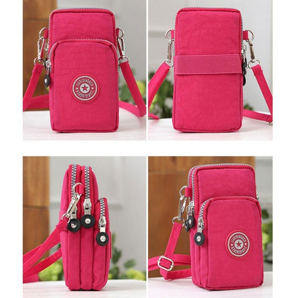 6 Inch Mobile Bags Small Crossbody Purse Shoulder Wallet Phone Red