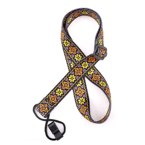 2Pcs For Ukulele Guitar Adjustable Sling With Hook Vintage Ethnic Style Straps Ra16 High Quality Polyester Material Hipster
