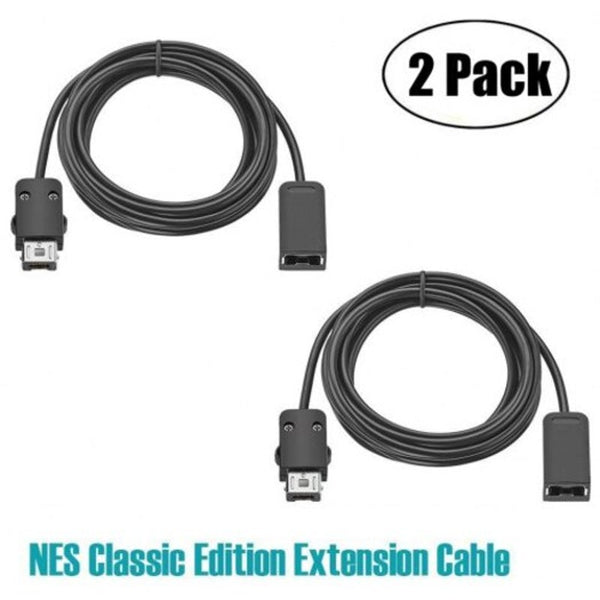 2Pcs Pack 3M Nes Mini Classic Extension Controller Cable Black