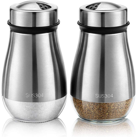 2Pcs/Set 304 Stainless Steel Salt And Pepper Shakers With Adjustable Pour Holes