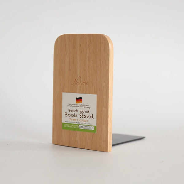 2Pcs Nature Beech Wood Book Stand Anti Skid Bookends Ends Shelf Holder Desktop Organizer Bookrack