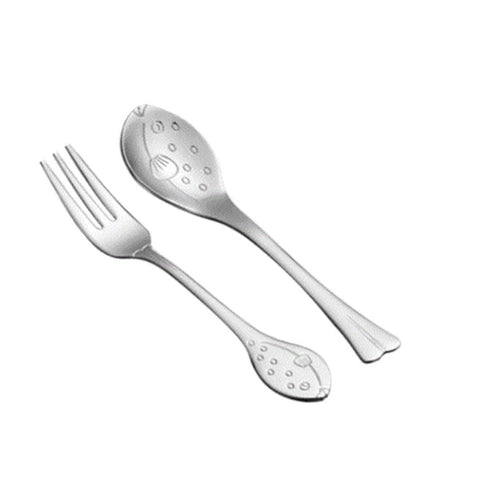2 Sets Stainless Steel Cartoon Animal Ocean Spoon Fork Cutlery Kids