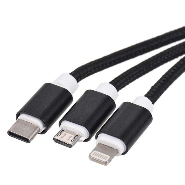 Mobile Phone 3.3Ft Usb 2.0 To Micro Type C Lightning Charging Cable Sync Data Line Cord For Iphone Ipad Samsung Black
