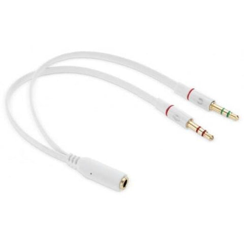 3.5Mm Female To 2 Male Adapter Cable Ivory White