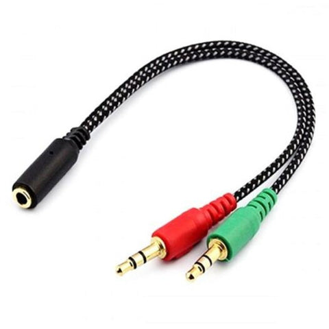 3.5Mm Female To Dual Male Audio Split Y Cable Black