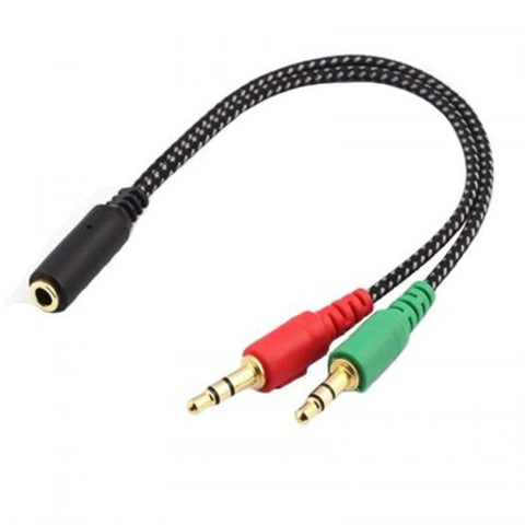 3.5Mm Headphone Adapter Y Splitter Cable For Computer Black