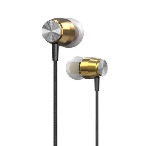 3.5Mm Wired Headphone In Ear Stereo Music Headset Smart Phone Earphone Metal Earpiece Hands Free With Microphone Line Control Gold