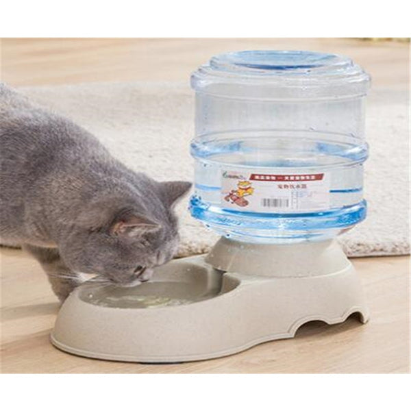 3.75L Large Automatic Pet Food Drink Dispenser Dog Cat Water Bowl Drinking Grey