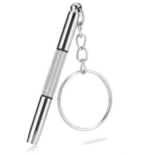 3 In 1 Keychain Screwdriver Repair Tool For Glasses And Watch Silver