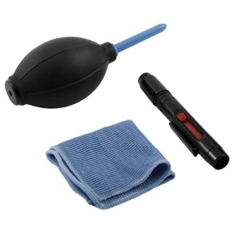 3 In 1 Lens Cleaning Cleaner Dust Pen Blower Cloth Kit For Dslr Vcr Camera Ft Graphite Black