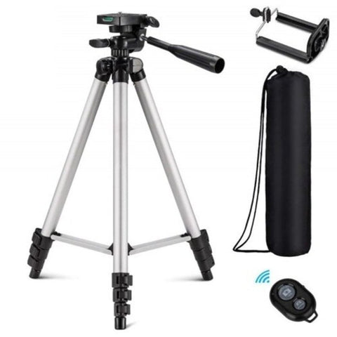 3 In 1 Universal Three Way Tripod Camera With Clip / Remote Controller For Phone Silver