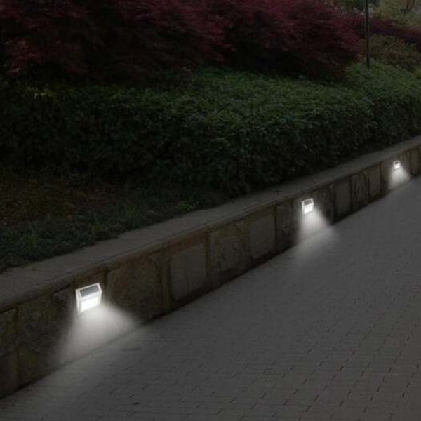 3 Led Solar Stair Light Stainless Steel Pathway Lamp Decor Silver