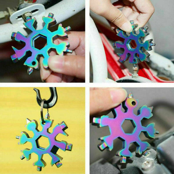 3-Pack Stainless Snowflake Shape Key Chain Screwdriver 18 In Multi Tool Portable