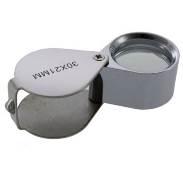 30 X 21Mm Jewelry Magnifier Loupe Folding Watch Silver