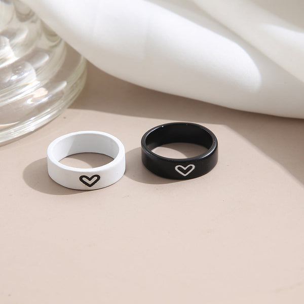 1 Pair Couple Rings Beautiful Good Friend Heart-Shaped Finger Matching
