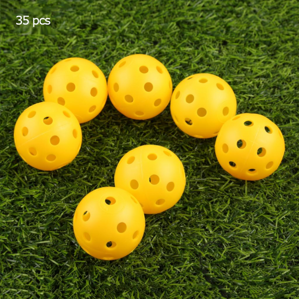 35Pcs 41Mm Golf Training Balls Plastic Airflow Hollow With Hole Outdoor Practice Accessories