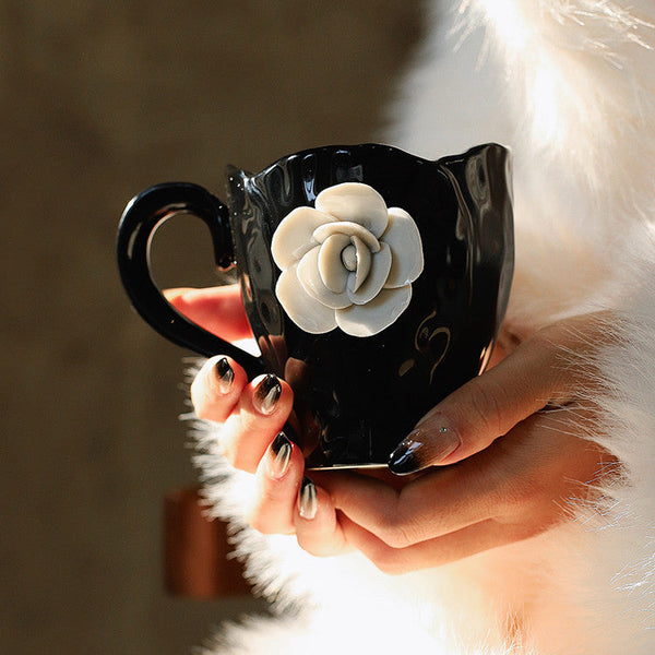 French Breakfast Milk Office Mug Ceramic Tea Tableware Underglaze Black Cup