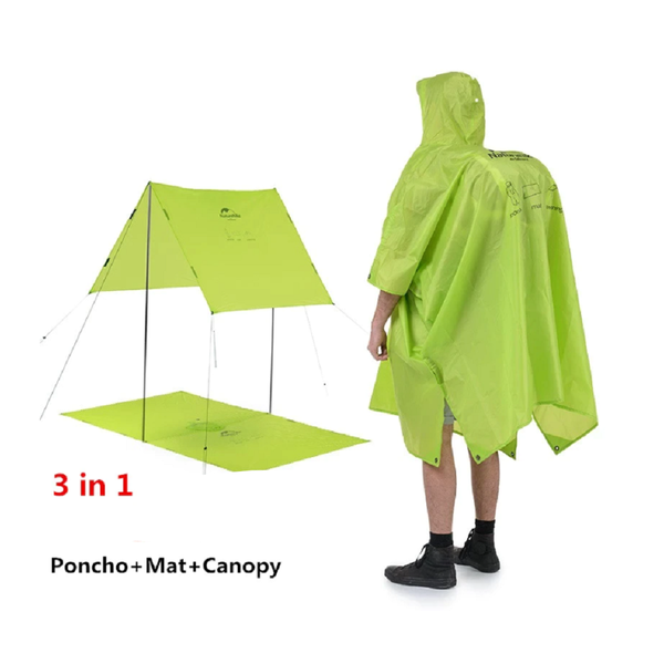 3 In 1 Multifunction Waterproof 210T Windbreaker Poncho Raincoat Can Used As Canopy And Camping Mat Fshing