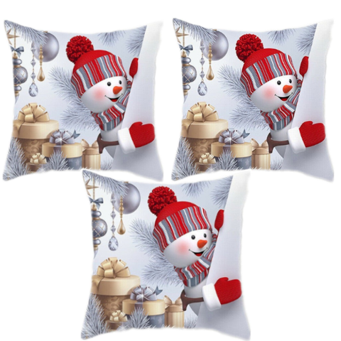3Pcs Christmas Xmas Decorative Snowman Cushion Pillowcase Cover 45X45cm