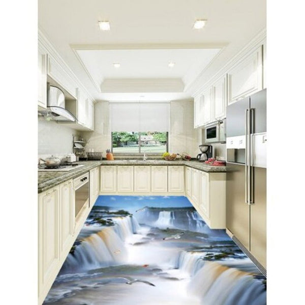 3D Waterfalls Natural Scenery Print Floor Stickers 5Pcs1639 Inch