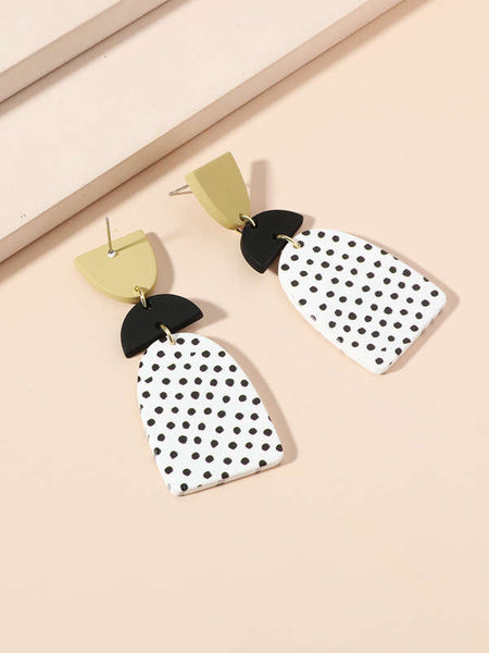 Shapes And Spots Dotty Black White Print Earrings