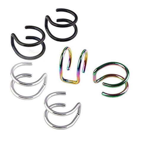 Earrings 3Pairs No Pierced Clip Surgical Steel Non On Fake Cartilage Cuff Ring