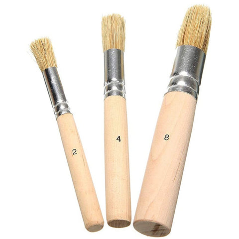 3Pcsset Wooden Stencil Bristles Brushes Set Template Round Head For Oil Painting Watercolor Project Diy Art Craft