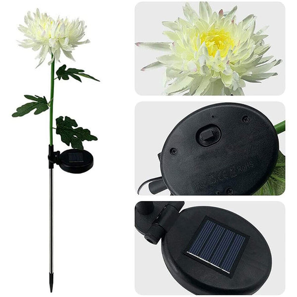 3Pcs Solar Power Chrysanthemum Ground Light Flower Lamp Outdoor Garden