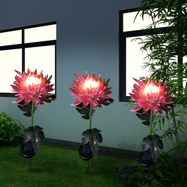3Pcs Solar Power Chrysanthemum Ground Light Flower Lamp Outdoor Garden