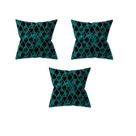 3Pcs Home Teal Blue Series Geometric Printing Throw Pillow Cover For Decoration