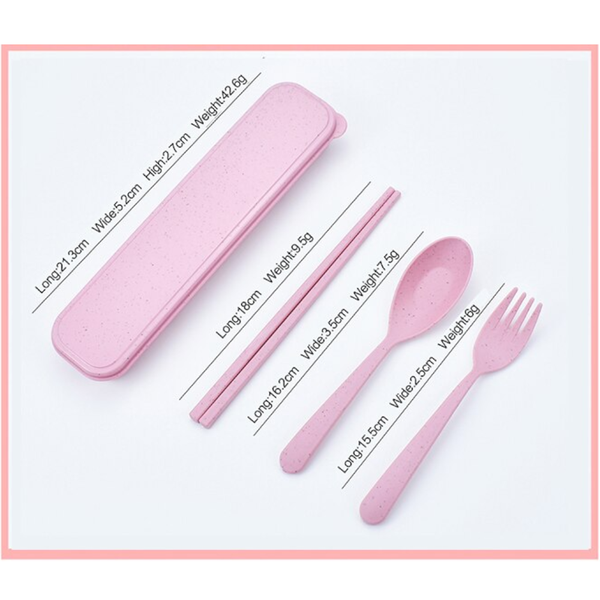 3Pcs Set Travel Cutlery Portable Eco-Friendly Dinnerware With Carrying Box