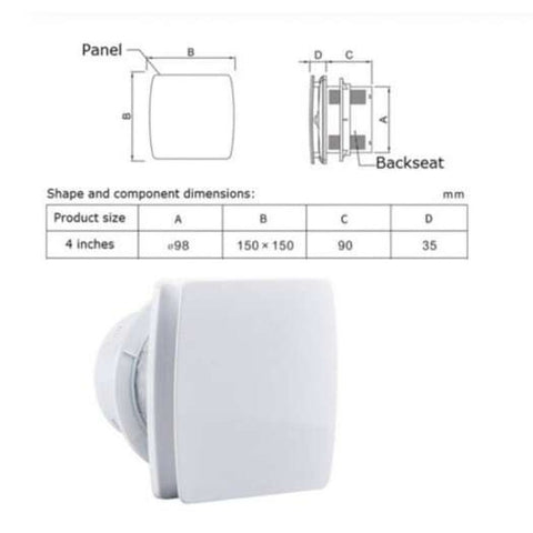 4 And 6 Inch Ventilation Fan Low Noise 220V Home Bathroom Kitchen Bedroom Toilet Wall Silent