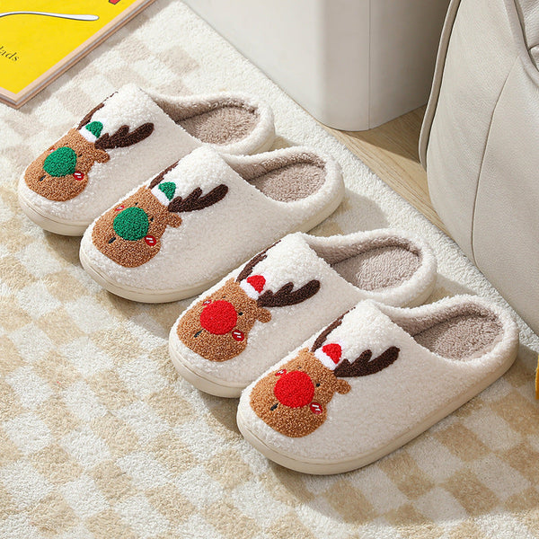 Christmas Shoes Winter Home Slippers Elk Soft Cozy Bedroom On House