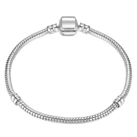 4Pcs Silver Snake Chain Link Bracelet Fit European Charm Wristband