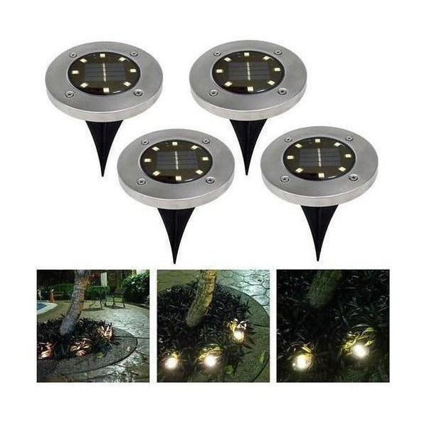 4Pcs 8 Led Solar Power Disk Lights Buried Outdoor Under Ground Waterproof Lamp