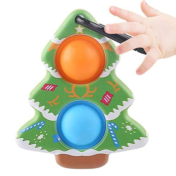 4 Pieces Christmas Mini Pop Bubbles Fidget Keychain Simple Dimple Toy Stress Relieve