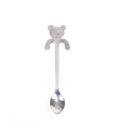 4Pcs Cartoon Bear Panda Coffee Spoons Stainless Steel Kitchen Tool Silver